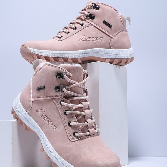 Women Boots Warm Fur Ankle Lace -up Boots - Picture 2 of 5